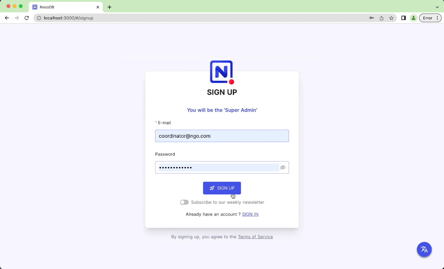 Demonstration des Login Prozesses und der Erstellung einer Tabellenstruktur mit mehreren Datentypen.