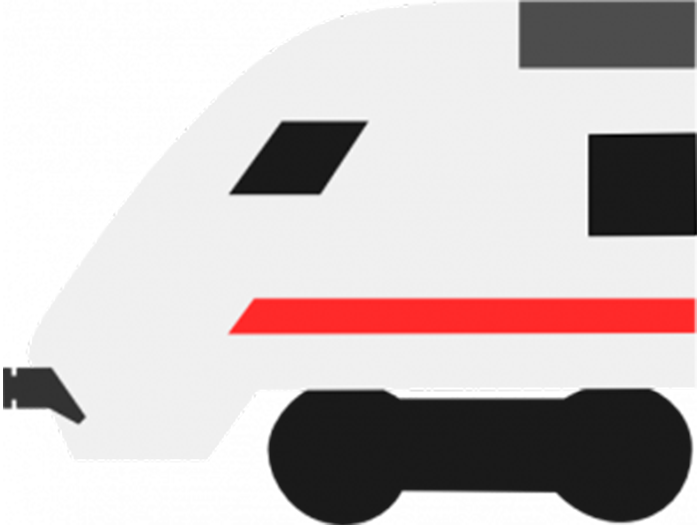Logo des Projekts "Bahnvorhersage". Es zeigt den Vorderteil eines ICE-Schnellzugs.