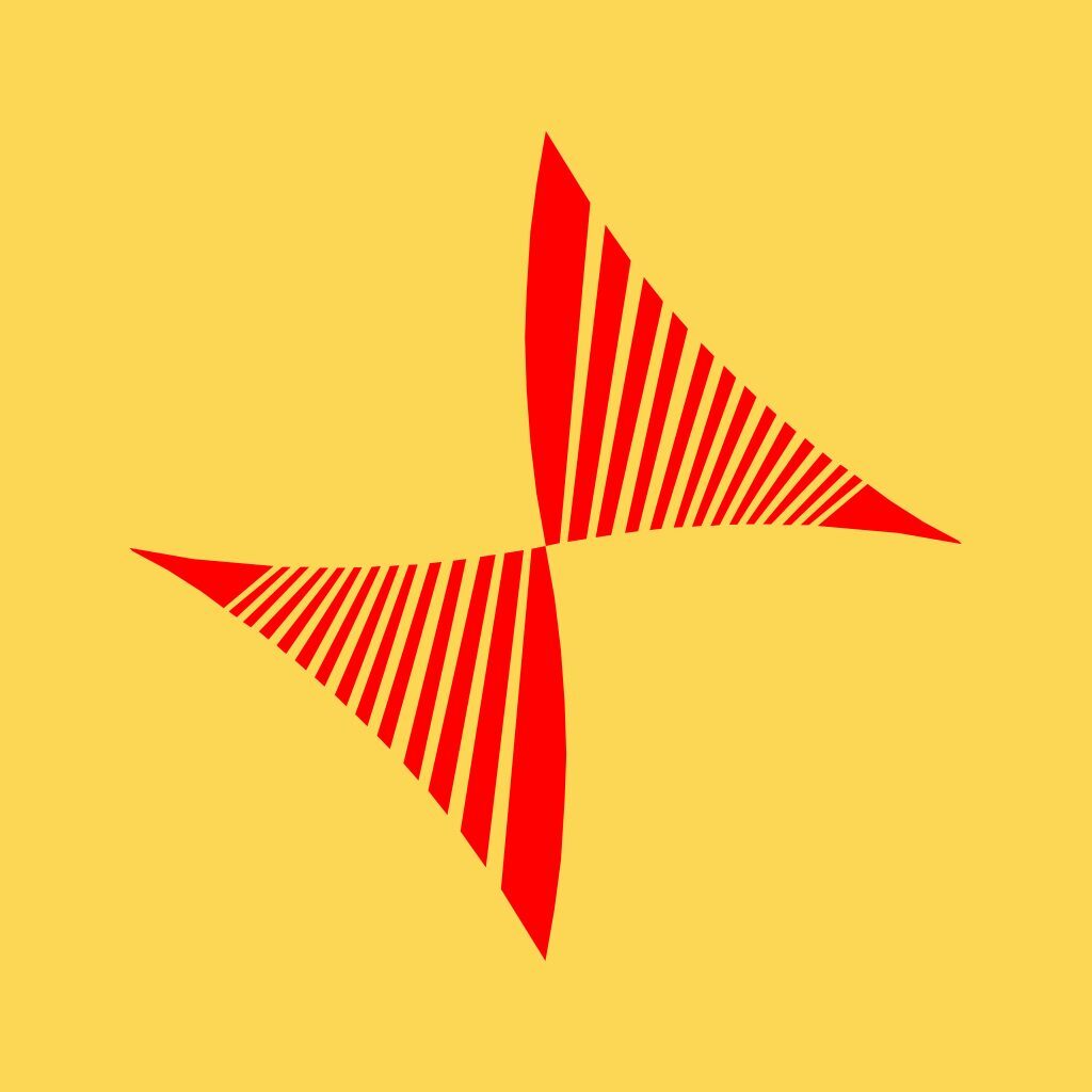 Logo von Förderfunke: Zwei rote, gelb gestreifte Dreiecke auf gelbem Hintergrund. Je eine der Spitzen der beiden Dreiecke zeigen aufeinander.