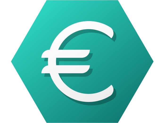 Logo von StuFiS: Ein weißes Euro-Zeichen auf einem grünen Hexagon.