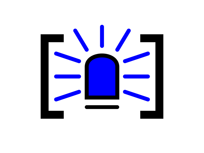 Logo von Alertrix: Ein Blaulicht eingerahmt in eckigen Klammern.