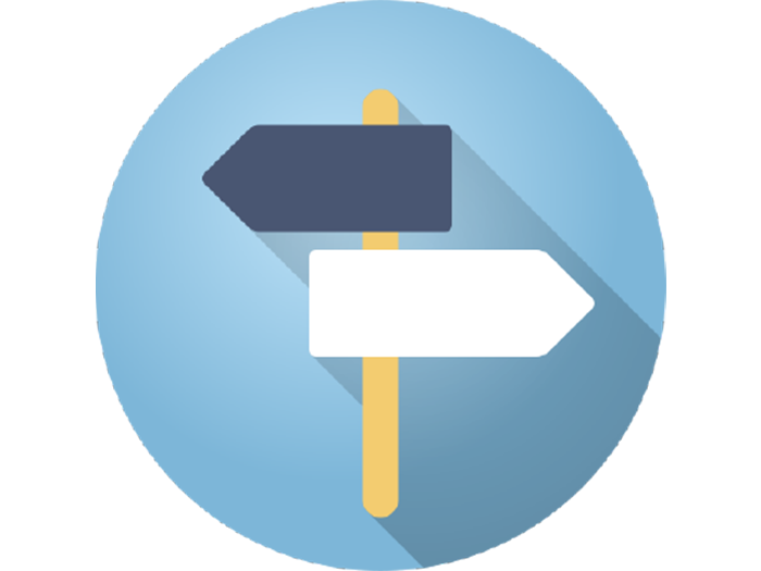 Logo von StreetComplete: Ein Wegweiser auf einem hellblauen Kreis.