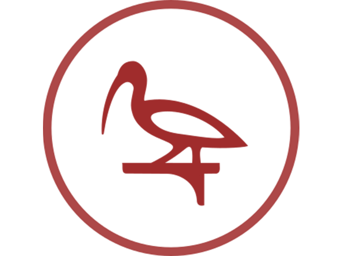 Logo von Thot: Ein stilisierter roter Vogel in einem Kreis