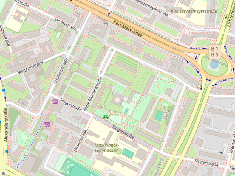 OpenStreetMap-Kartenabschnitt, der das Viertel zeigt, in dem der Prototype Fund sein Büro hat