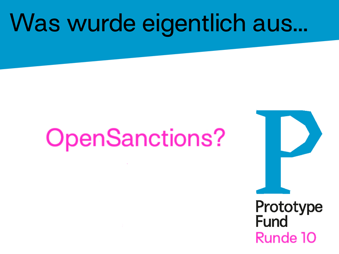 Grafik mit dem Text Was wurde aus OpenSanctions und dem Logo des Prototype Fund