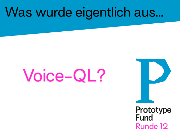 Grafik mit dem Text Was wurde aus Voice-QL und dem Logo des Prototype Fund