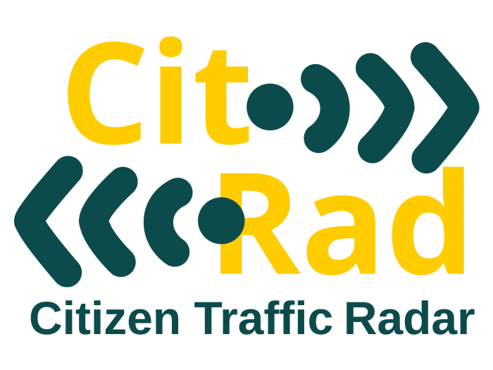 Logo con CitRad. Unterschrift: Citizen Traffic Radar.
